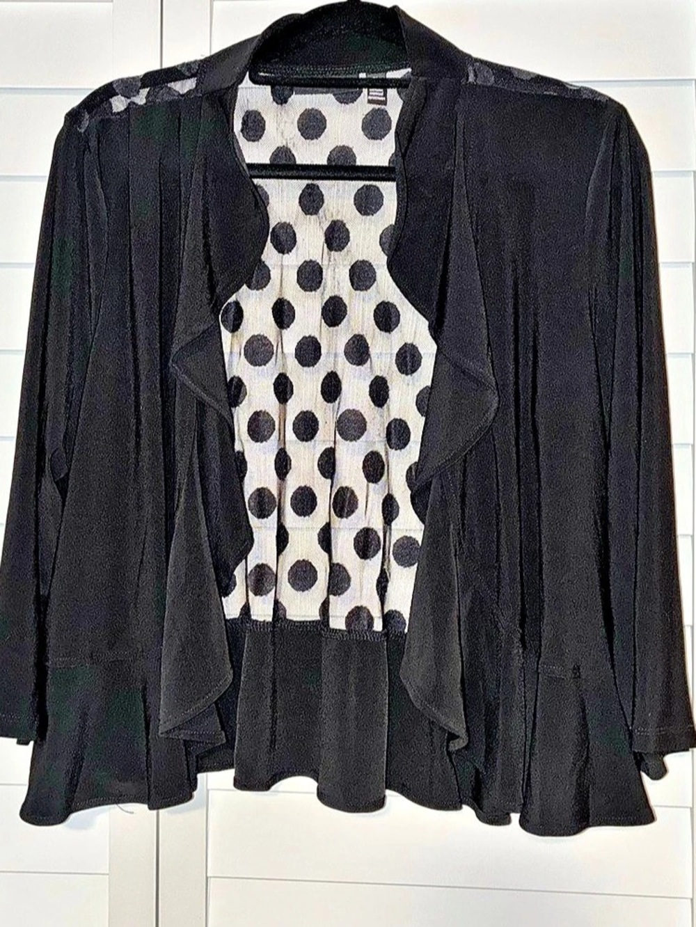 Nina Leonard Women's Polka Dot Jacket in Black & White Size XL